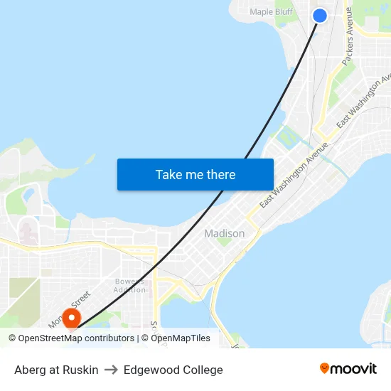 Aberg at Ruskin to Edgewood College map
