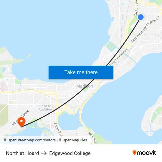 North at Hoard to Edgewood College map