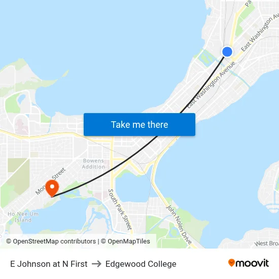 E Johnson at N First to Edgewood College map