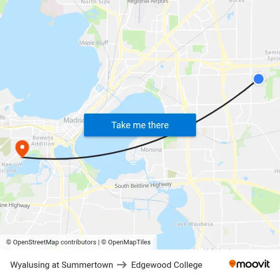 Wyalusing at Summertown to Edgewood College map
