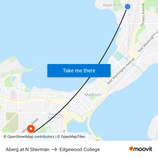 Aberg at N Sherman to Edgewood College map