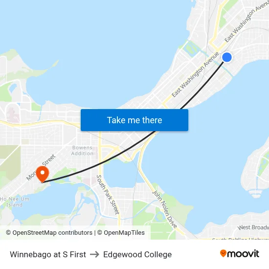 Winnebago at S First to Edgewood College map