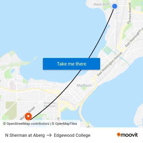 N Sherman at Aberg to Edgewood College map