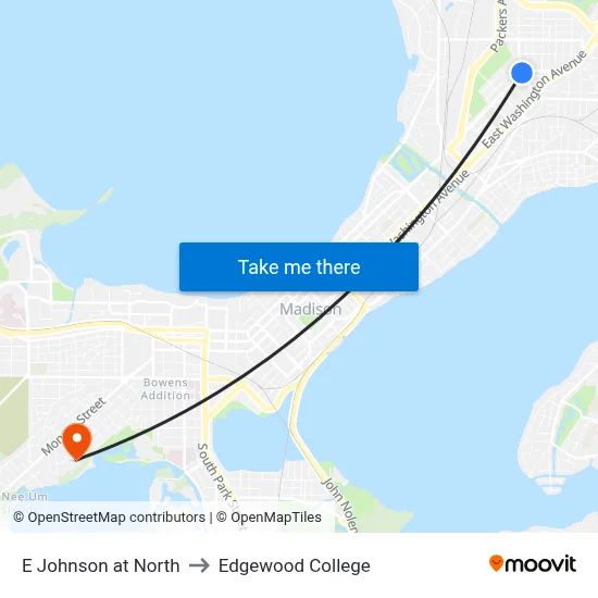 E Johnson at North to Edgewood College map