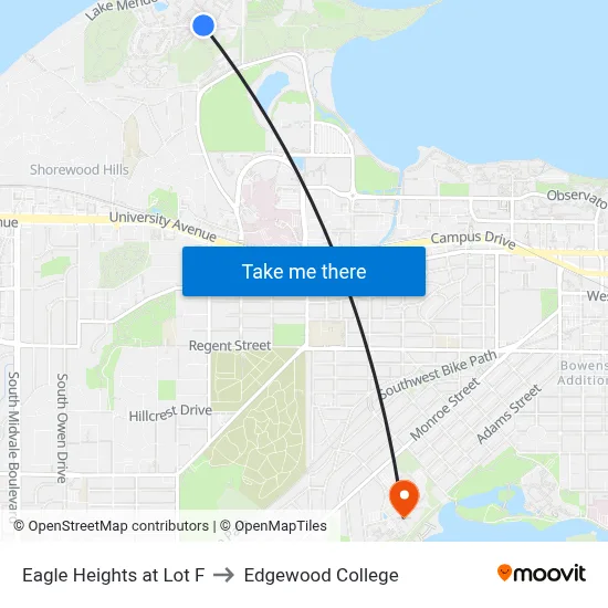 Eagle Heights at Lot F to Edgewood College map