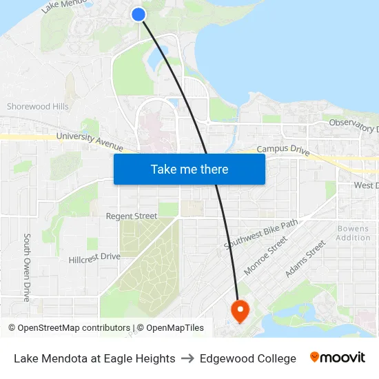 Lake Mendota at Eagle Heights to Edgewood College map