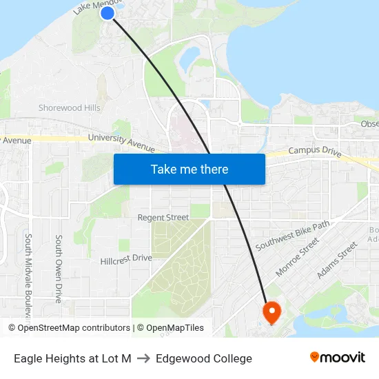 Eagle Heights at Lot M to Edgewood College map
