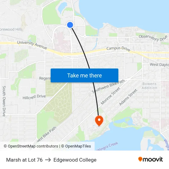 Marsh at Lot 76 to Edgewood College map