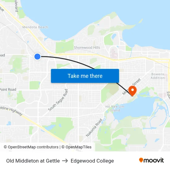 Old Middleton at Gettle to Edgewood College map