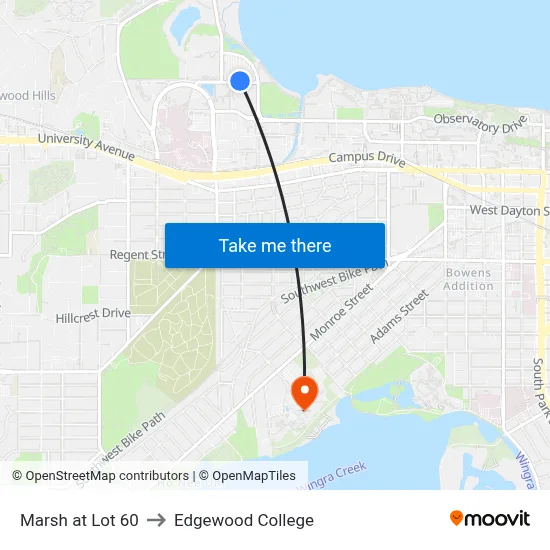 Marsh at Lot 60 to Edgewood College map