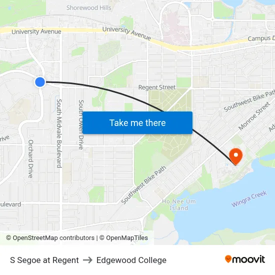 S Segoe at Regent to Edgewood College map