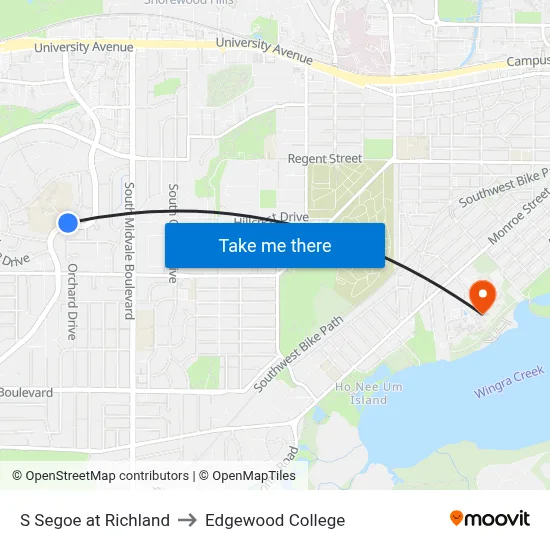 S Segoe at Richland to Edgewood College map