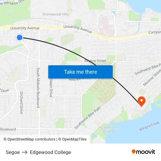 Segoe to Edgewood College map