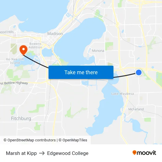 Marsh at Kipp to Edgewood College map