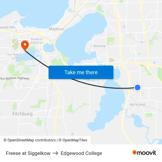 Freese at Siggelkow to Edgewood College map