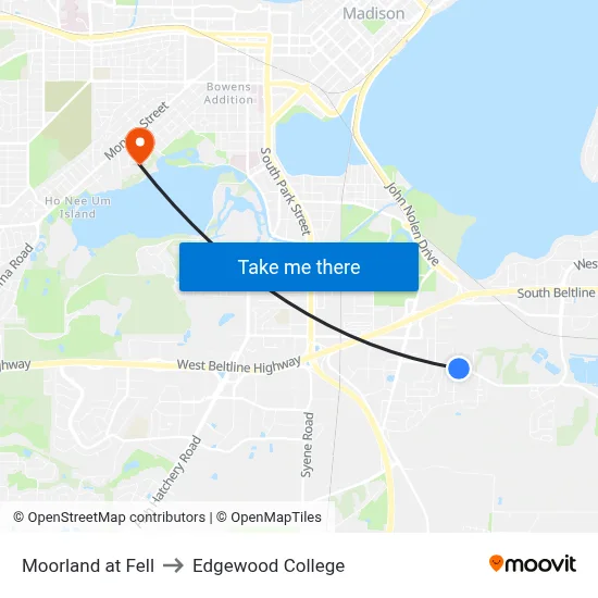 Moorland at Fell to Edgewood College map