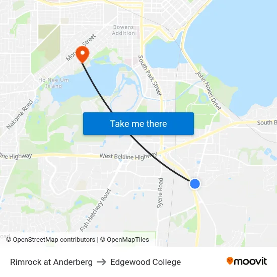 Rimrock at Anderberg to Edgewood College map