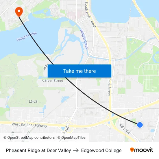 Pheasant Ridge at Deer Valley to Edgewood College map