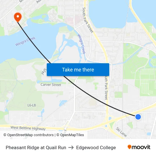 Pheasant Ridge at Quail Run to Edgewood College map