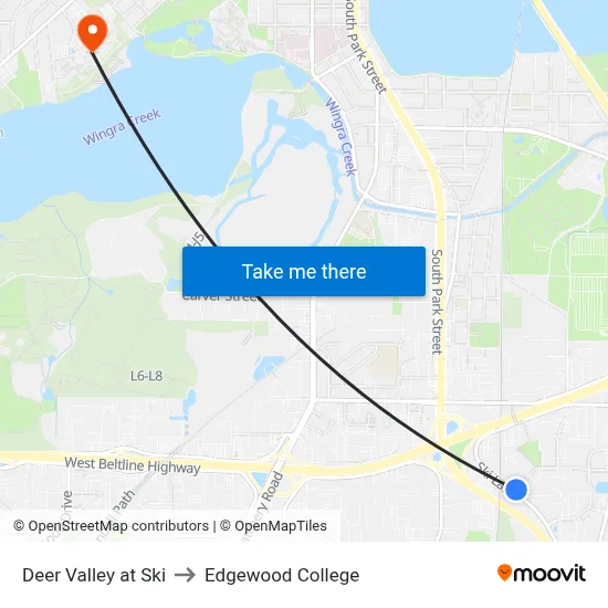 Deer Valley at Ski to Edgewood College map