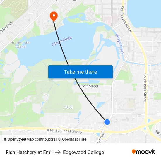 Fish Hatchery at Emil to Edgewood College map