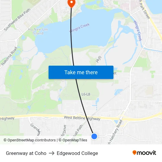 Greenway at Coho to Edgewood College map