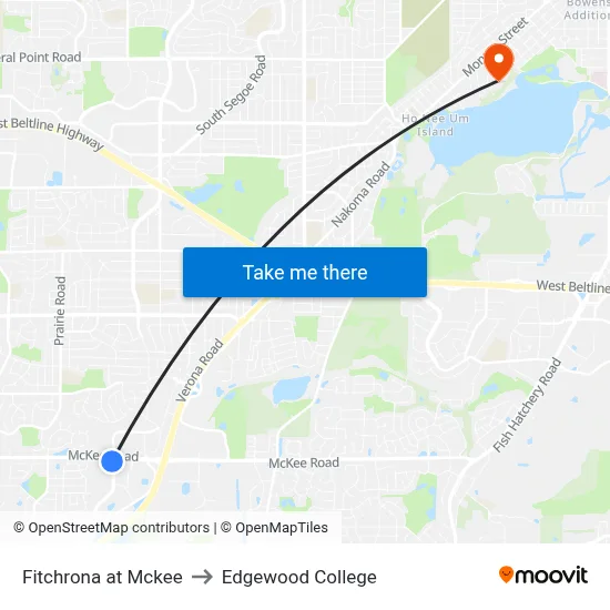 Fitchrona at Mckee to Edgewood College map