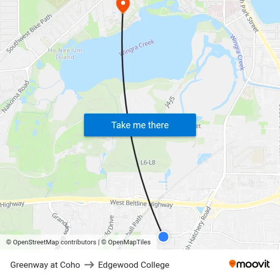 Greenway at Coho to Edgewood College map