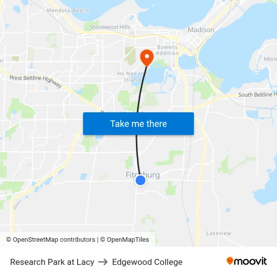 Research Park at Lacy to Edgewood College map