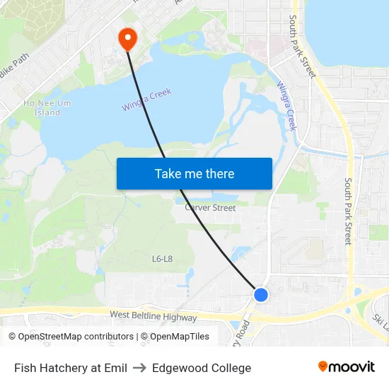 Fish Hatchery at Emil to Edgewood College map