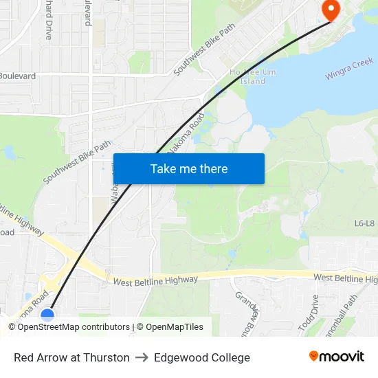 Red Arrow at Thurston to Edgewood College map