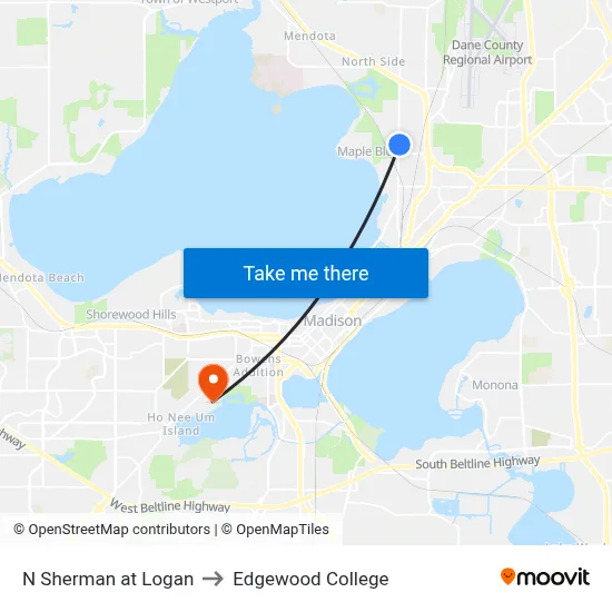 N Sherman at Logan to Edgewood College map