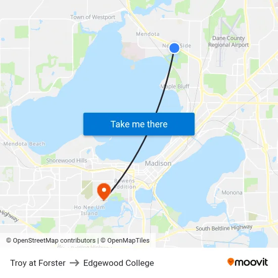Troy at Forster to Edgewood College map
