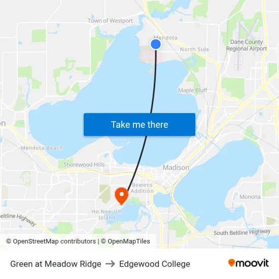 Green at Meadow Ridge to Edgewood College map