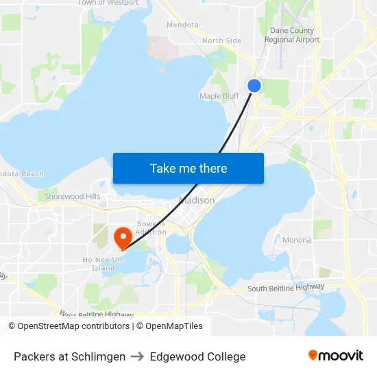 Packers at Schlimgen to Edgewood College map