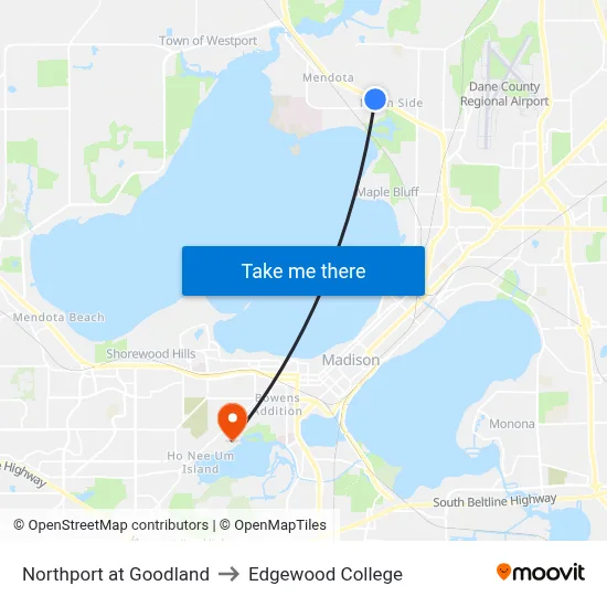 Northport at Goodland to Edgewood College map