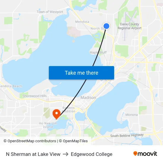 N Sherman at Lake View to Edgewood College map