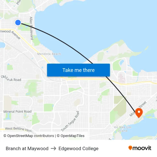 Branch at Maywood to Edgewood College map