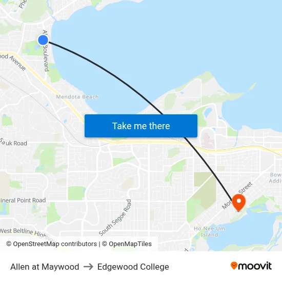 Allen at Maywood to Edgewood College map