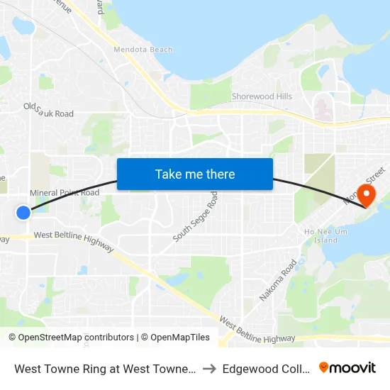 West Towne Ring at West Towne Mall to Edgewood College map