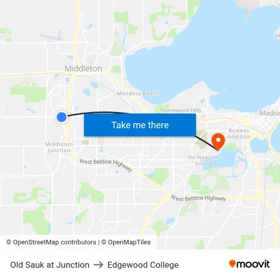 Old Sauk at Junction to Edgewood College map