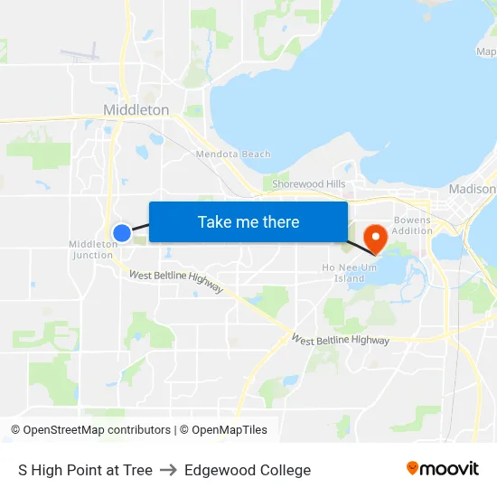 S High Point at Tree to Edgewood College map