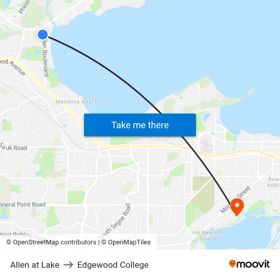 Allen at Lake to Edgewood College map