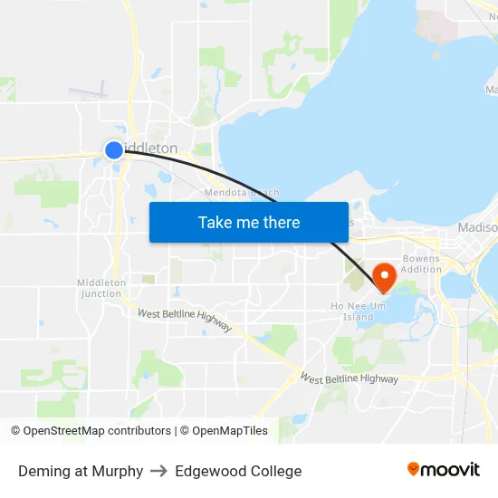 Deming at Murphy to Edgewood College map