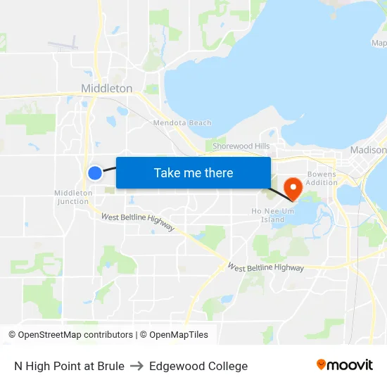 N High Point at Brule to Edgewood College map