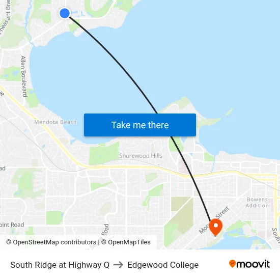 South Ridge at Highway Q to Edgewood College map