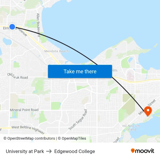 University at Park to Edgewood College map