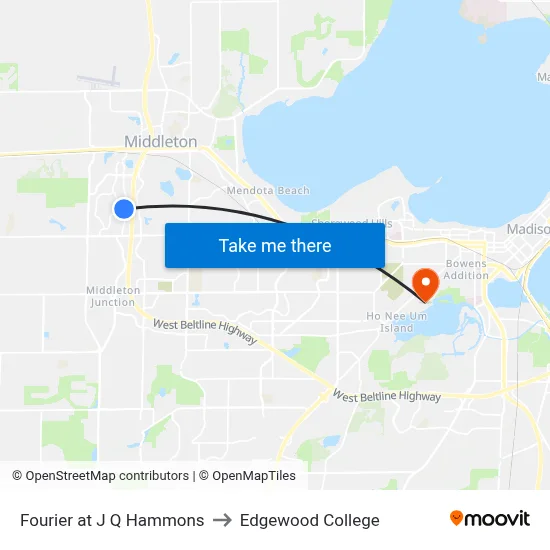 Fourier at J Q Hammons to Edgewood College map