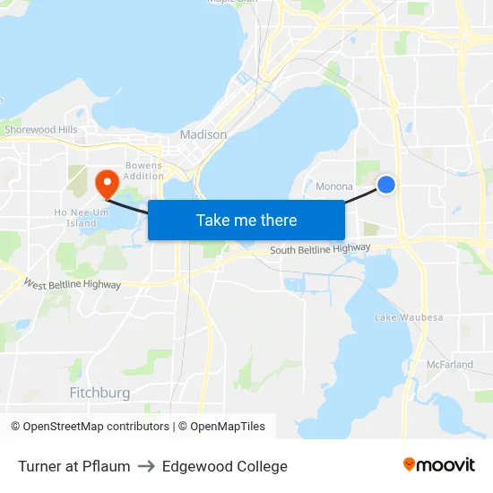 Turner at Pflaum to Edgewood College map