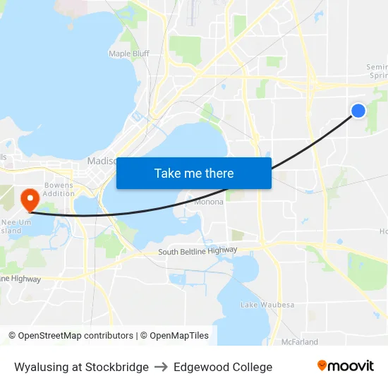 Wyalusing at Stockbridge to Edgewood College map